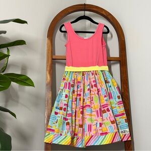 KPea Kids 8 Pink Ice Cream Sleeveless Fit and Flare Dress USA Made